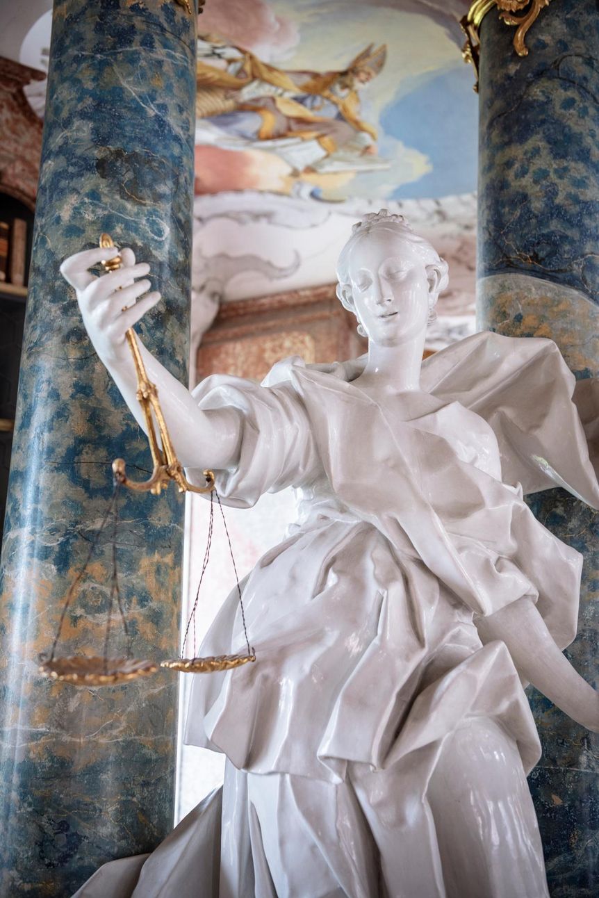 Kloster Wiblingen, Detail, Skulptur Bibliothekssaal